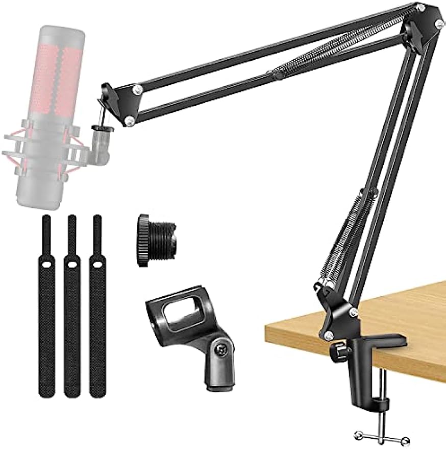 Recording Studio Broadcast Boom Arm - Suporte de mesa microfone ajustável para