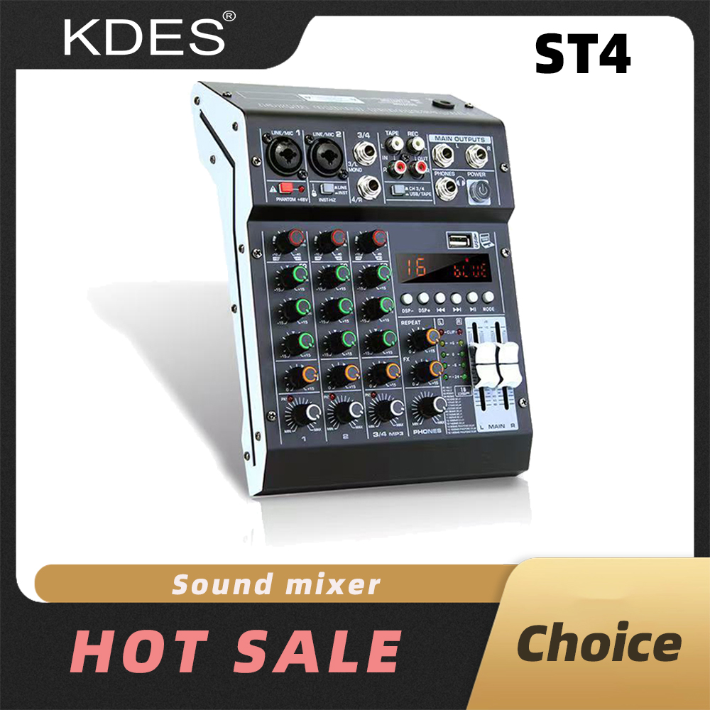 Audio Mixer 4 Channel Usb Bluetooth Pc - Kdas st4 mixer de áudio 4