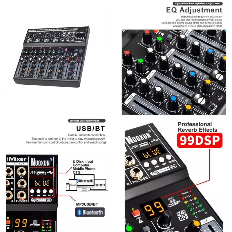 Studio Audio Interface With 48V Phantom - Mesa de Som Profissional com Interface