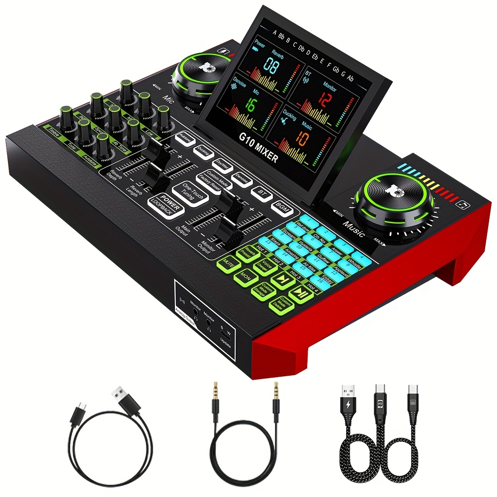 Studio Audio Interface With 48V Phantom - Tenlamp G10, equipamento para podcasting, placa