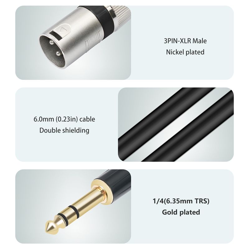 Xlr To 6.35Mm Balanced Audio Cable Patch - Cabo de Microfone Balanceado AS95 1/4