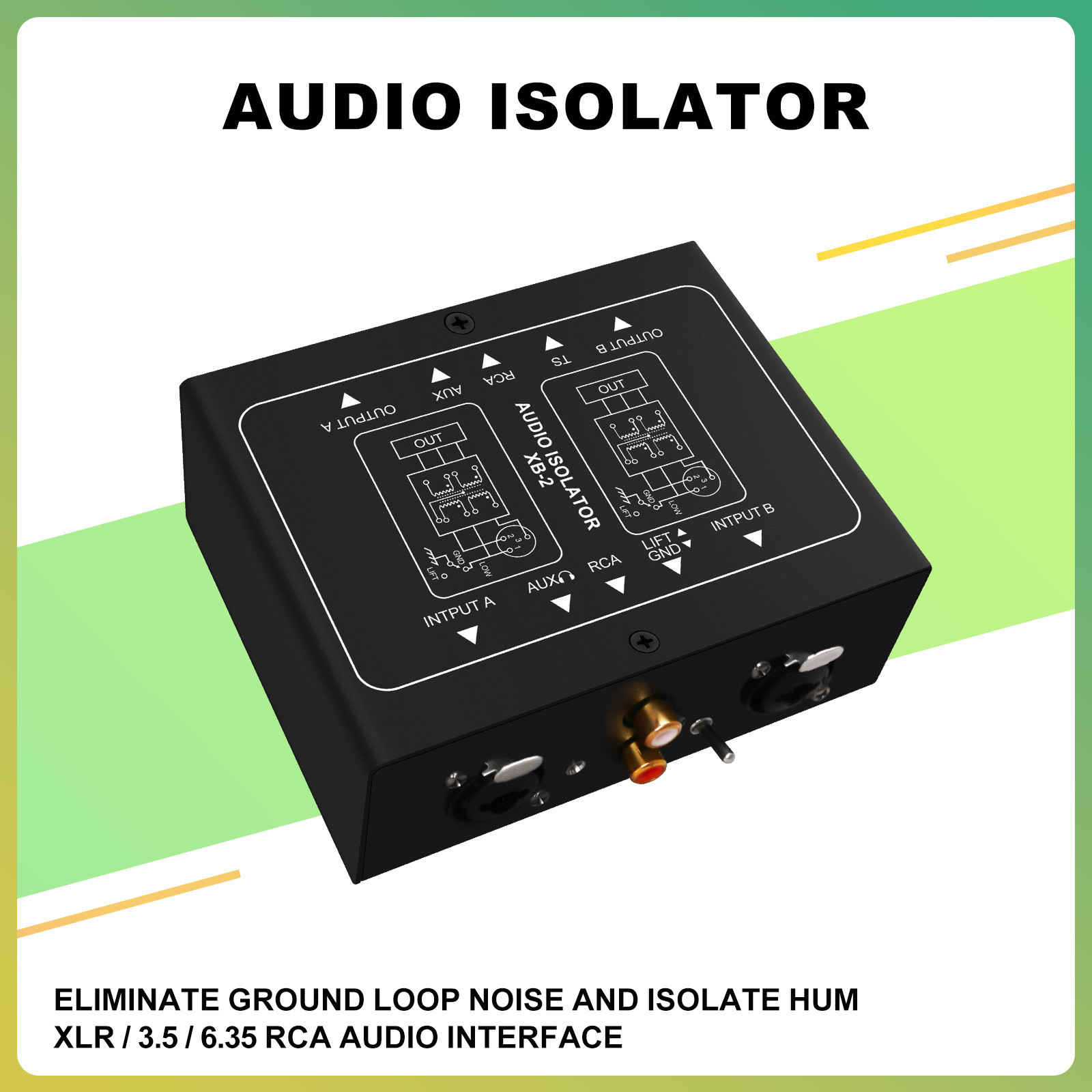 Audio Ground Loop Isolator 3.5Mm Rca - 2 Isoladores de Áudio de Canal
