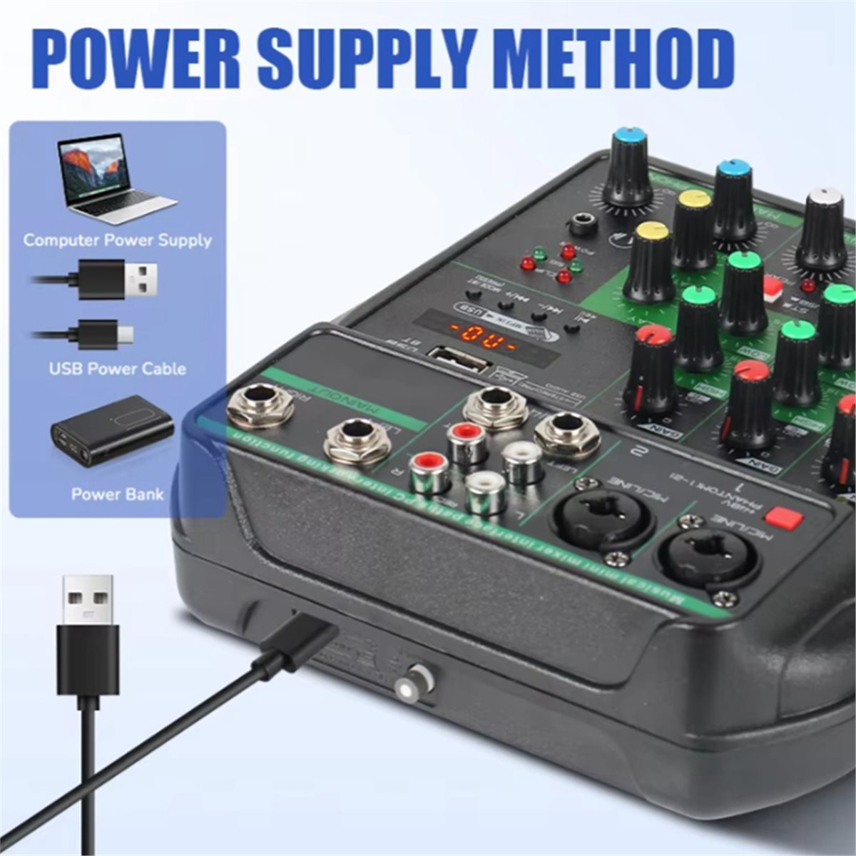 Audio Mixer 4 Channel Usb Bluetooth Pc - Mesa de mistura de áudio profissional,