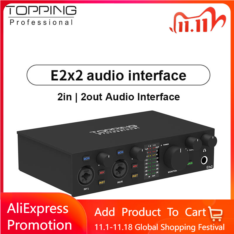 Usb Audio Interface 2 In 2 Out 24Bit - Interface de Áudio Profissional TOPPING E2x2