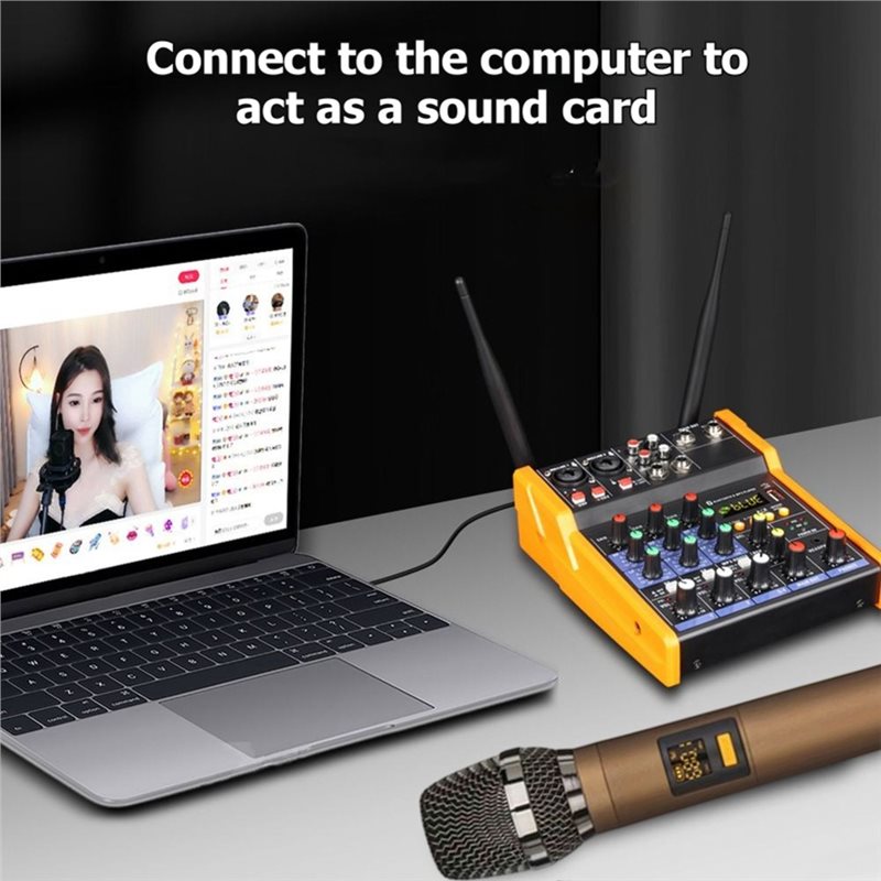 [B24B!】 Interface de Áudio USB - Audio Mixer 4 Channel Usb Bluetooth Pc avaliação e preço