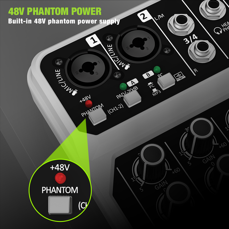 Console de Mixer de Áudio de 4 - Audio Mixer 4 Channel Usb Bluetooth Pc avaliação e preço