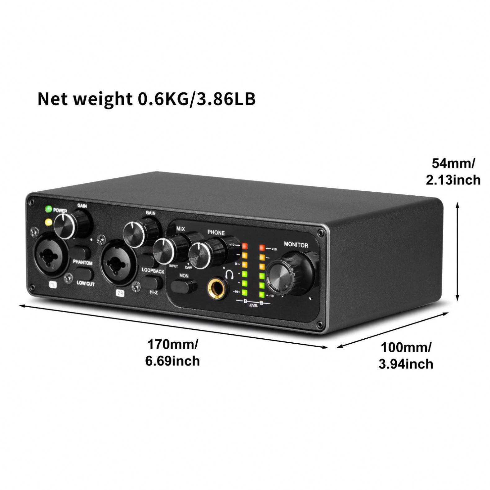 Interface de áudio USB profiss - Studio Audio Interface With 48V Phantom avaliação e preço