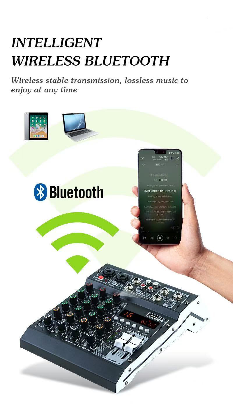 Kdas st4 mixer de áudio 4 cana - Audio Mixer 4 Channel Usb Bluetooth Pc avaliação e preço