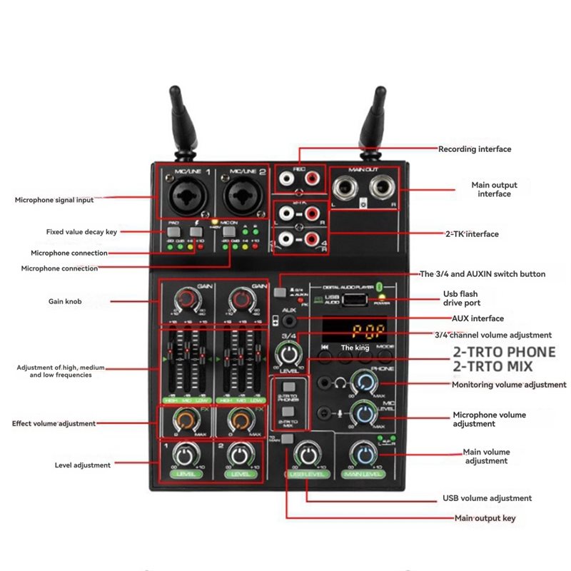 ABAC-USB bluetooth reverb micr - Audio Mixer 4 Channel Usb Bluetooth Pc avaliação e preço