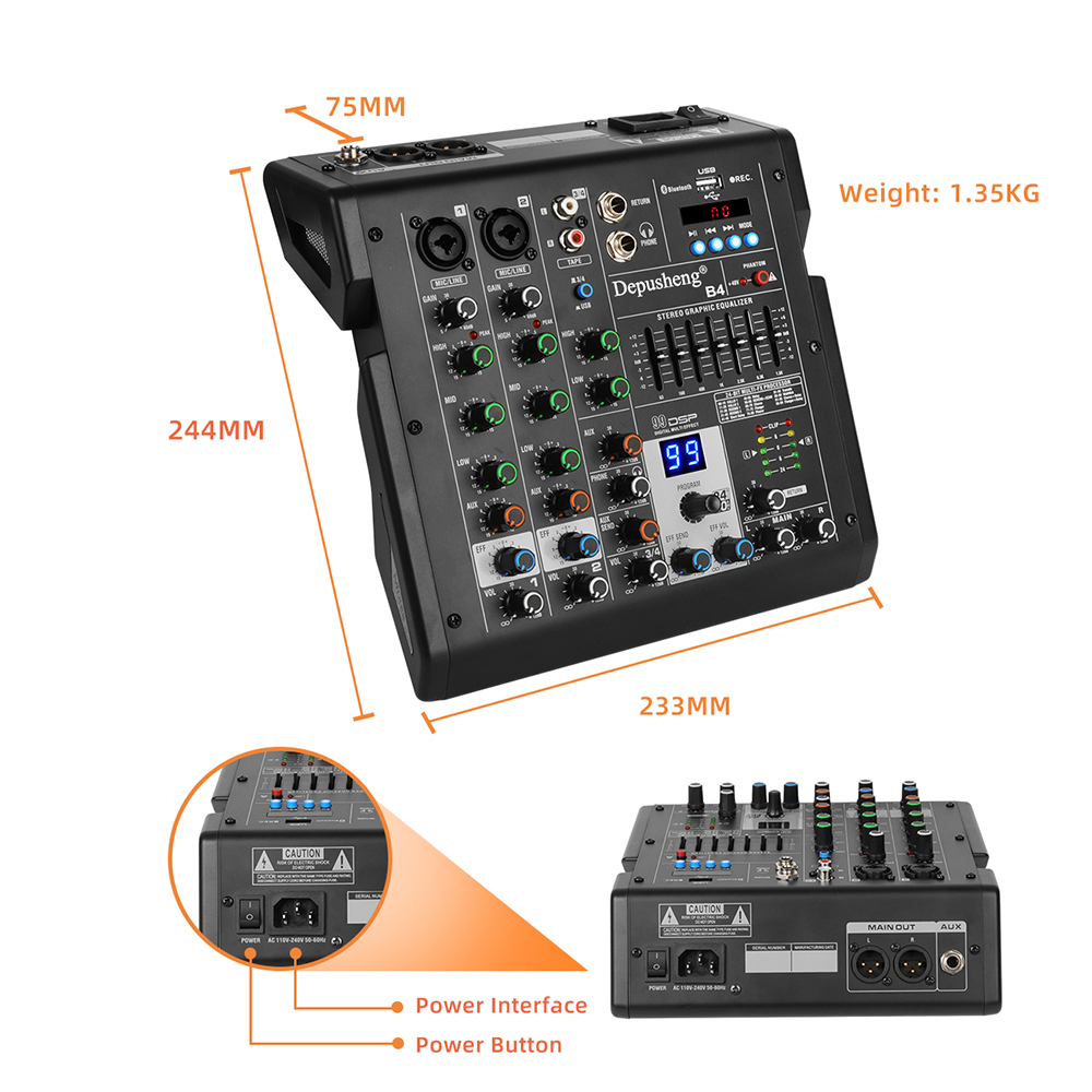 Interface de áudio misturador  - Studio Audio Interface With 48V Phantom avaliação e preço