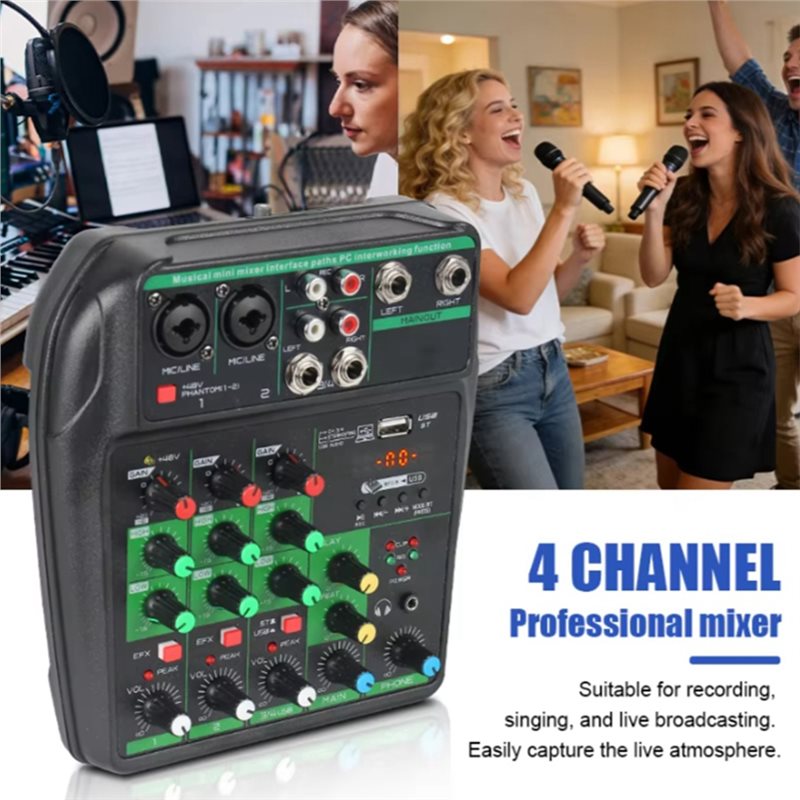 [NOVO! A25P] Mesa de mistura d - Audio Mixer 4 Channel Usb Bluetooth Pc avaliação e preço