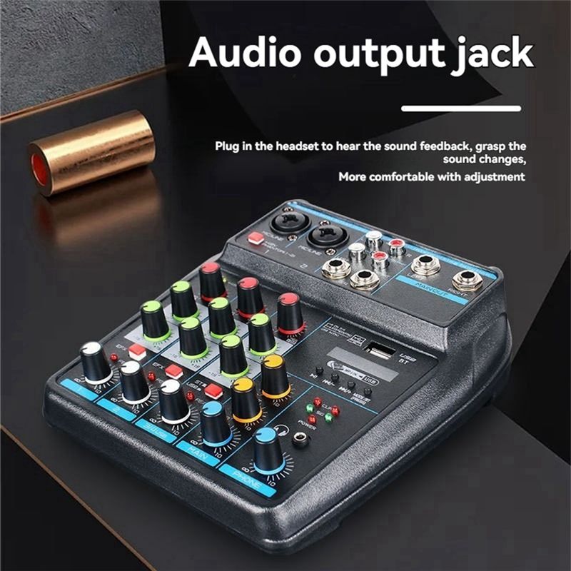 AT82 – Mesa de mistura de áudi - Audio Mixer 4 Channel Usb Bluetooth Pc avaliação e preço