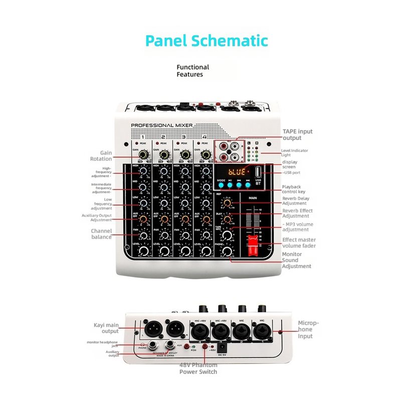 Mesa de Som de 4 Canais B92B c - Studio Audio Interface With 48V Phantom avaliação e preço